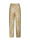 Burberry Check Wool Straight Pants In Flax Ip Check