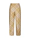 Burberry Check Wool Straight Pants In Flax Ip Check