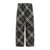 Burberry Men's Check Pattern Trousers With Elastic Waist And Drawstring In Green