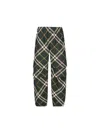 Burberry Men's Check Pattern Trousers With Elastic Waist And Drawstring In Green