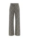 Burberry Straight Leg Check Wool Trousers In Grey