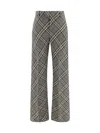 Burberry Straight Leg Check Wool Trousers In Grey