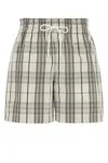 Burberry Embroidered Checked Poplin Shorts In Gray