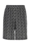 Burberry Printed Silk Bermuda Shorts In Slvrblack