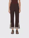 Burberry Cropped Embroidered Wool Silk Flared Trousers In Brown