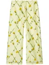 Burberry Dandelion-print Silk-satin Trousers In Yellow