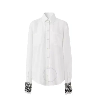 Burberry Paola Crepe De Chine Silk Shirt In White