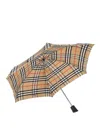 Burberry Womens Check-print Folding Shell Umbrella Sand Ip Check In Green