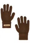 Burberry Patch Gloves In Brown