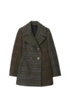 Burberry Patchwork Check Wool Pea Coat In Hazel/cobble