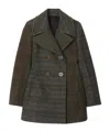 Burberry Patchwork Check Wool Pea Coat In Hazel/cobble