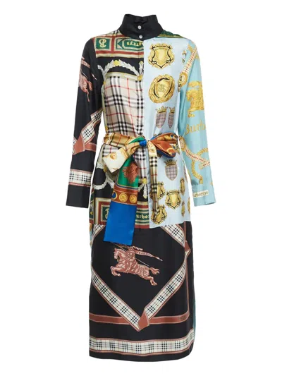 Pre-owned Burberry Patchwork Silk Dress