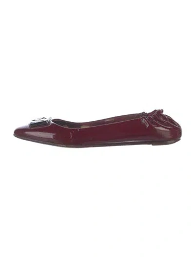Pre-owned Burberry Patent Leather Ballet Flats In Burgundy