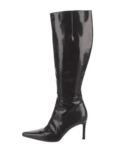 Pre-owned Burberry Patent Leather Boots In Black