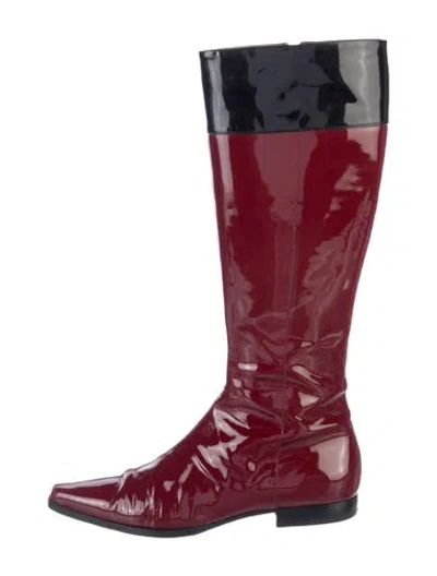 Pre-owned Burberry Patent Leather Boots In Red