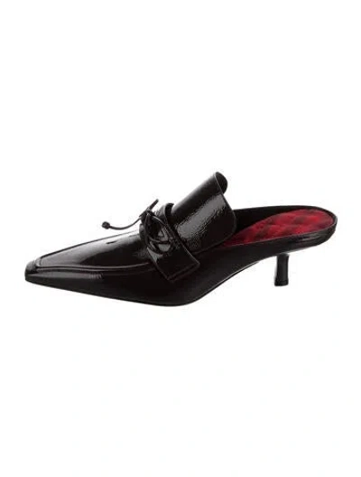 Pre-owned Burberry Patent Leather Bow Accents Mules In Burgundy