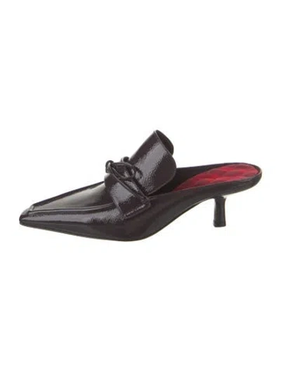 Pre-owned Burberry Patent Leather Bow Accents Mules In Purple