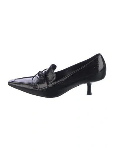 Pre-owned Burberry Patent Leather Bow Accents Pumps In Black