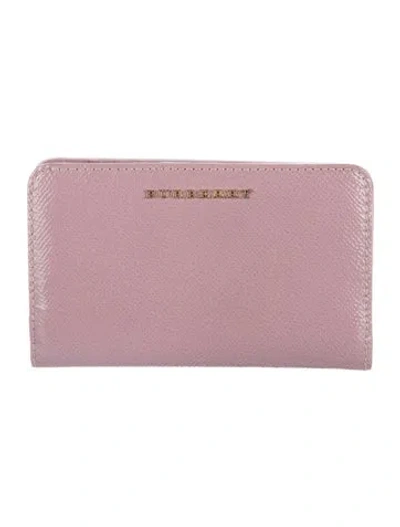 Pre-owned Burberry Patent Leather Card Holder In Pink