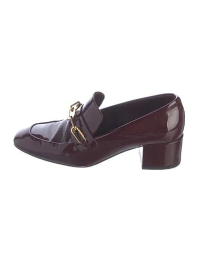 Pre-owned Burberry Patent Leather Chain-link Accents Pumps In Purple