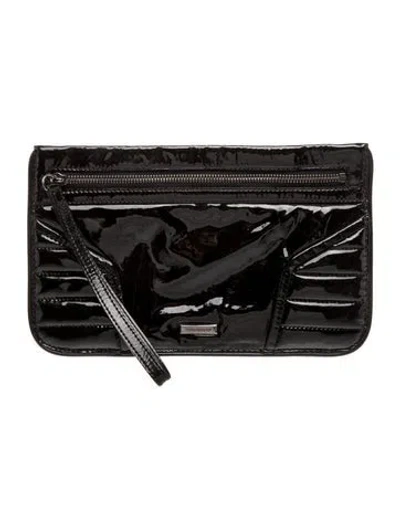 Pre-owned Burberry Patent Leather Clutch In Black