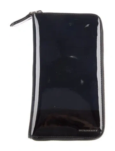 Pre-owned Burberry Patent Leather Coin Pouch In Black