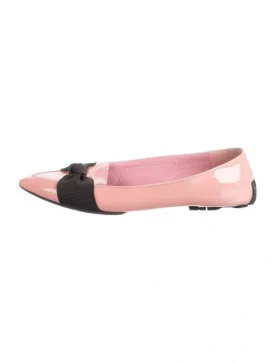 Pre-owned Burberry Patent Leather Colorblock Pattern Ballet Flats In Pink