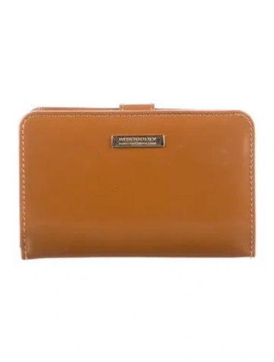 Pre-owned Burberry Patent Leather Continental Wallet In Brown