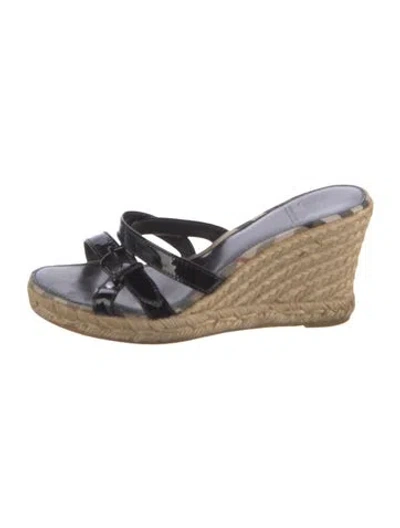 Pre-owned Burberry Patent Leather Espadrilles In Black