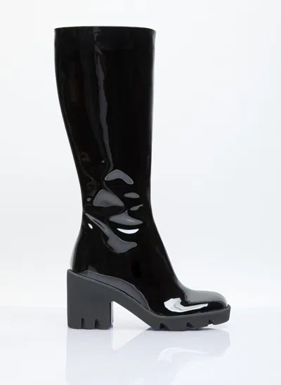 Burberry Patent Leather Knee High Boots In Black