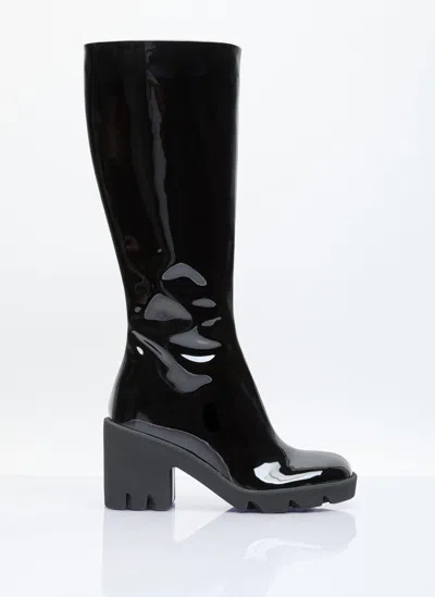 Burberry Stride Patent Leather Knee-high Boots In Black