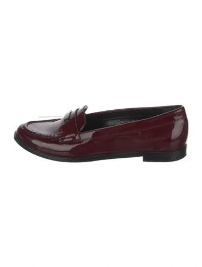 Pre-owned Burberry Patent Leather Loafers In Burgundy