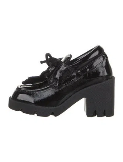 Pre-owned Burberry Patent Leather Mesh Accents Oxfords In Black