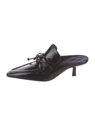 Pre-owned Burberry Patent Leather Mules In Black