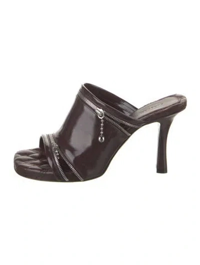 Pre-owned Burberry Patent Leather Mules In Burgundy