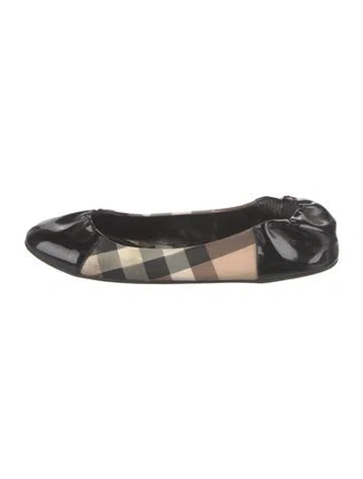 Pre-owned Burberry Patent Leather Plaid Print Ballet Flats In Neutral