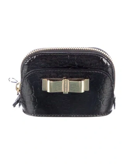 Pre-owned Burberry Patent Leather Printed Wallet In Black