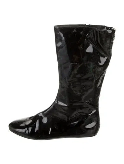 Pre-owned Burberry Patent Leather Rain Boots In Black
