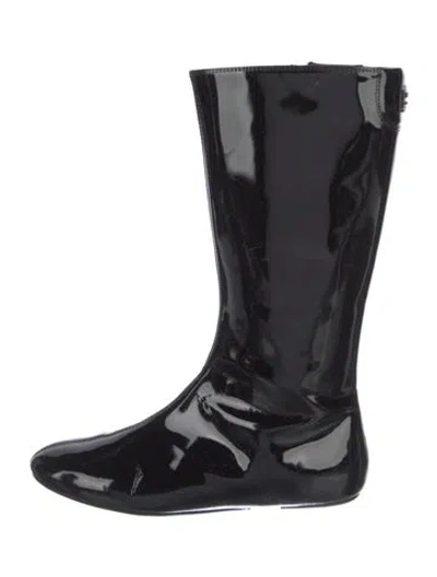 Pre-owned Burberry Patent Leather Rain Boots In Black