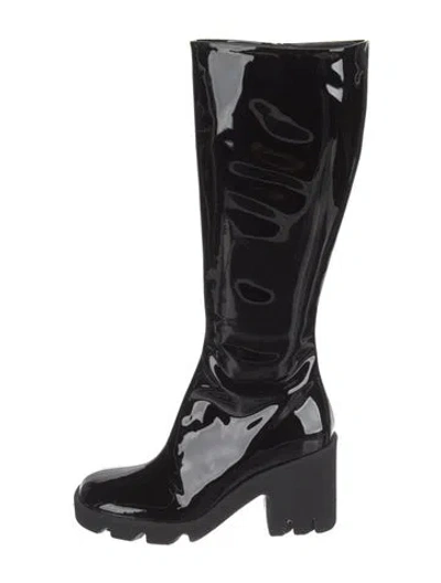 Pre-owned Burberry Patent Leather Rain Boots In Black