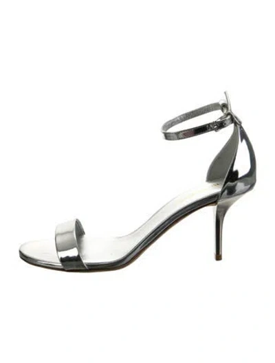 Pre-owned Burberry Patent Leather Sandals In Metallic/silver