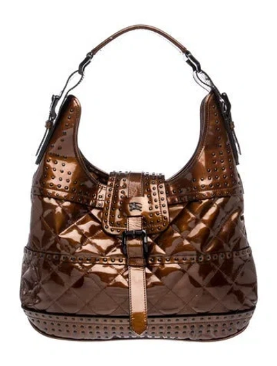 Pre-owned Burberry Patent Leather Shoulder Bag In Brown
