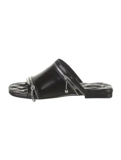 Pre-owned Burberry Patent Leather Slides W/ Tags In Black