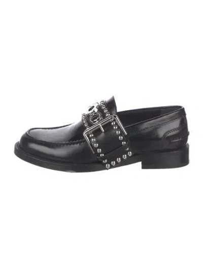Pre-owned Burberry Patent Leather Studded Accents Loafers In Black