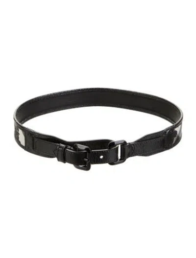 Pre-owned Burberry Patent Leather Waist Belt In Black/grey