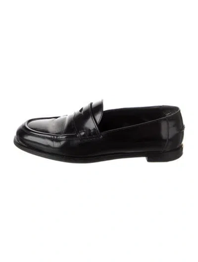 Pre-owned Burberry Patent Leather Whipstitch Trim Loafers In Black