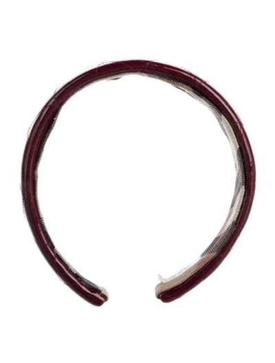 Pre-owned Burberry Patent Leather Wide Headband In Red