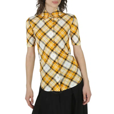 Burberry Patia Check Jersey Short-sleeve Shirt In Orange