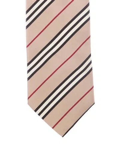 Pre-owned Burberry Patter Print Silk Tie In Neutrals