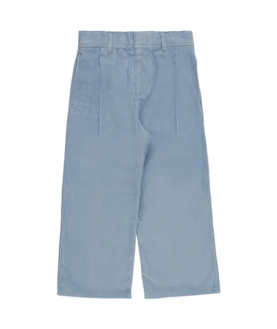 Burberry Pattern Embroidered Casual Pants In Blue